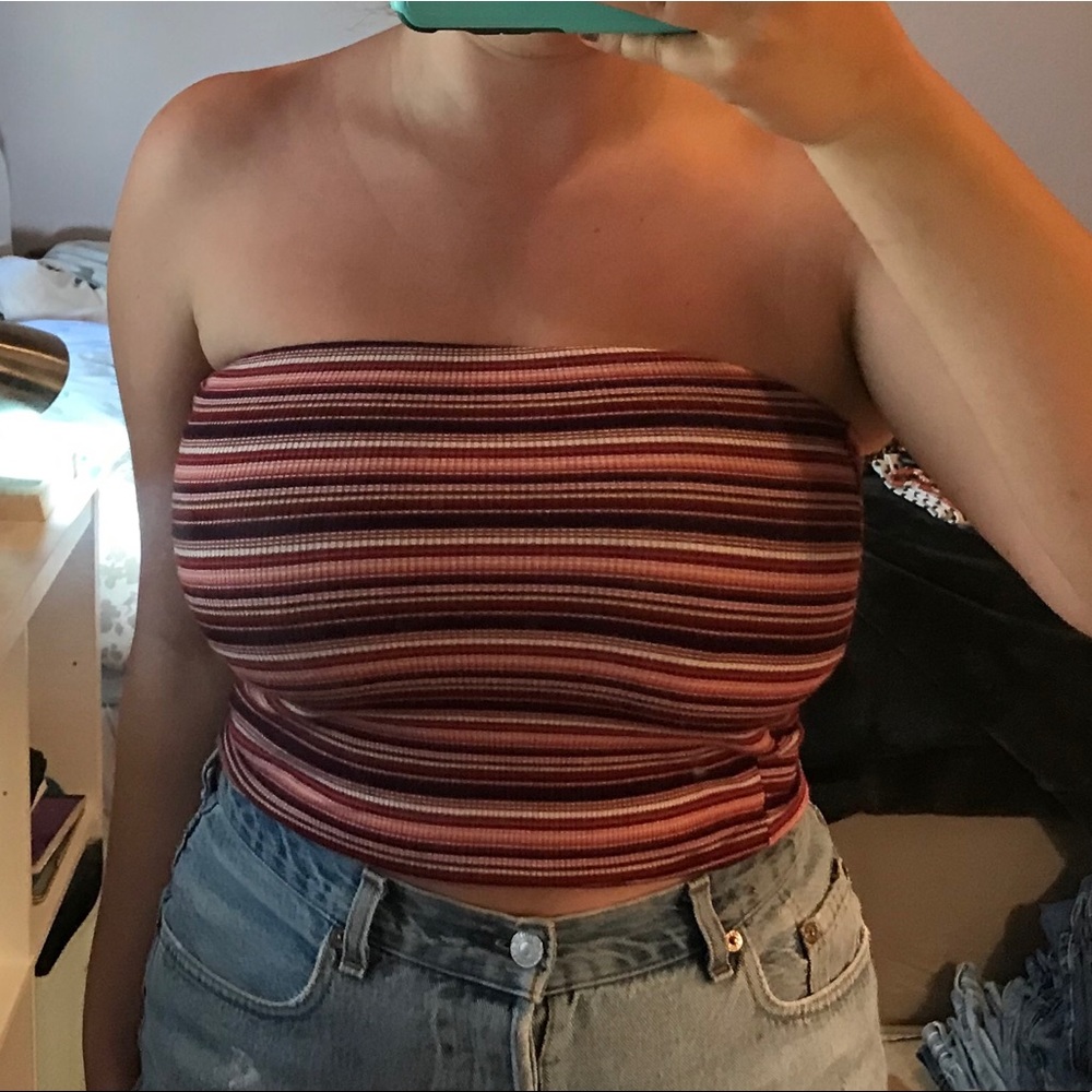 BARELY WORN, AE Striped Maroon Tube Top